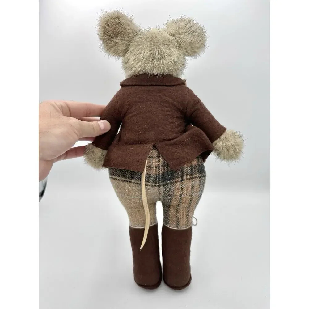1982 Little Folk G McBride Mouse Plush Dressed England Plaid Waistcoat Outfit